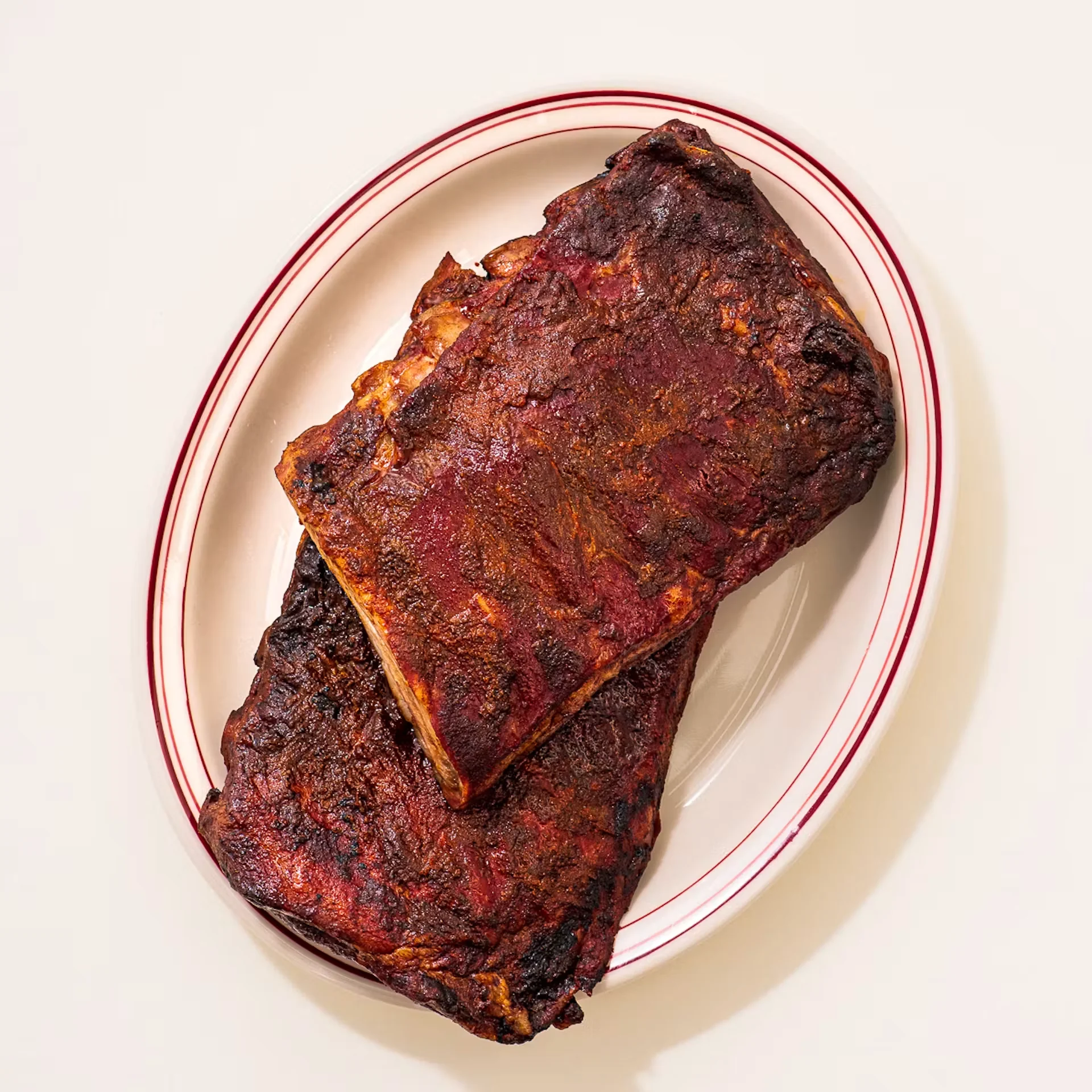 Arthur Bryant’s smoked pork ribs on a platter